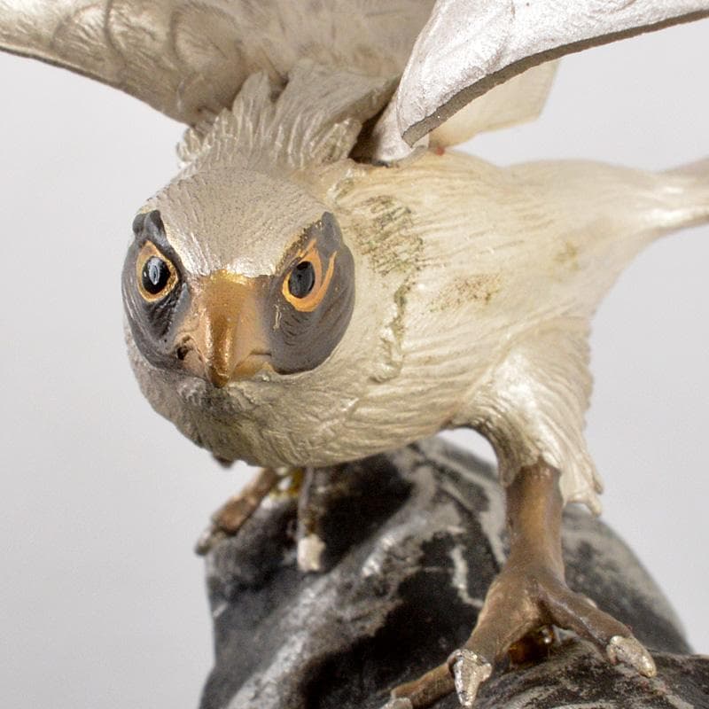 正光作 純銀製 白鷹 置物 ガラスケース付 M R5445