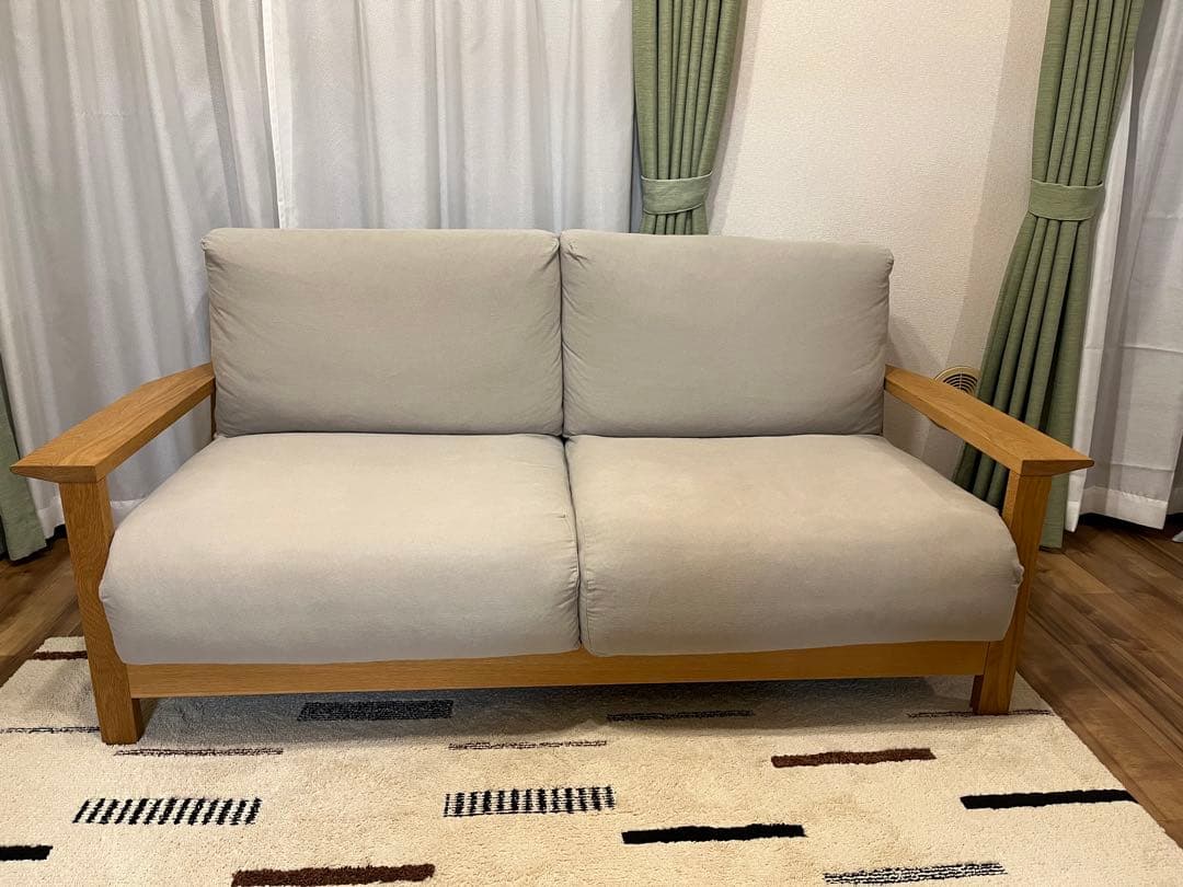 無印良品ソファ本体木製フレーム2.5シーターカバー付き
