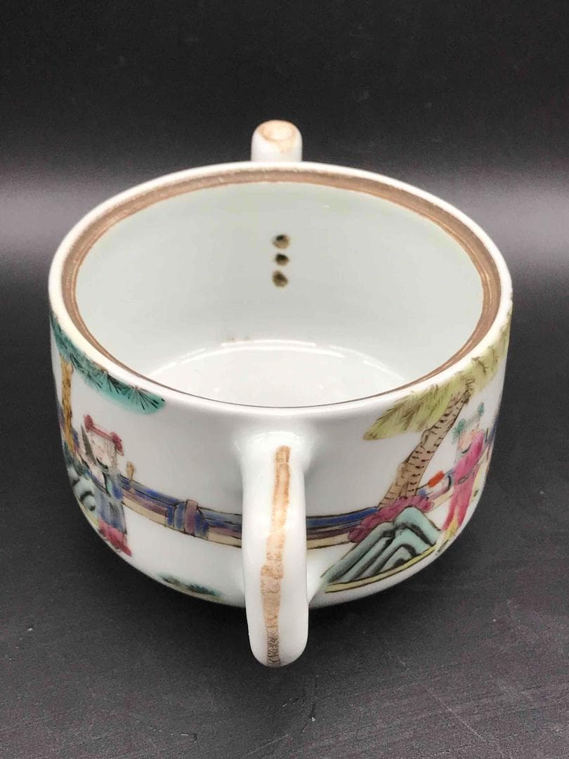 中国古美術 清同治 「同治年製」在銘 粉彩桃寿紋子供