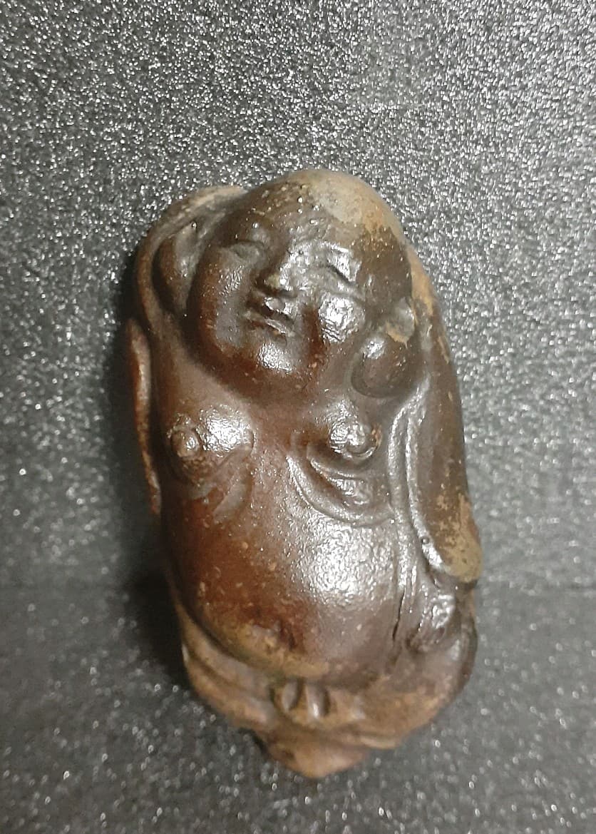 桃山時代 古備前 寝布袋 香合 岡田宗叡鑑定箱 茶道具 茶器 香道具