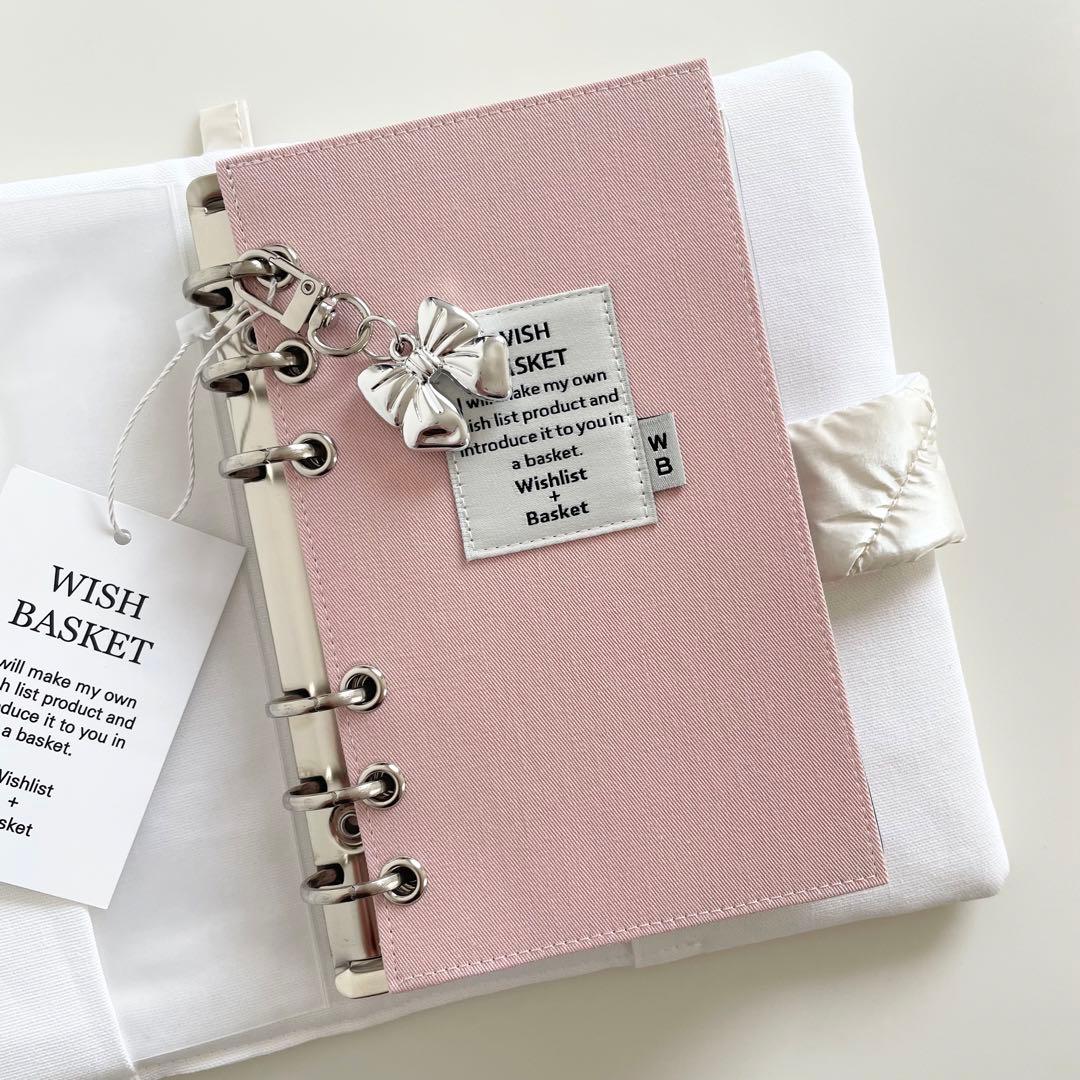 早い者勝ち 韓国 貯金 バインダー カバー A6 ピンク デニム リフィル