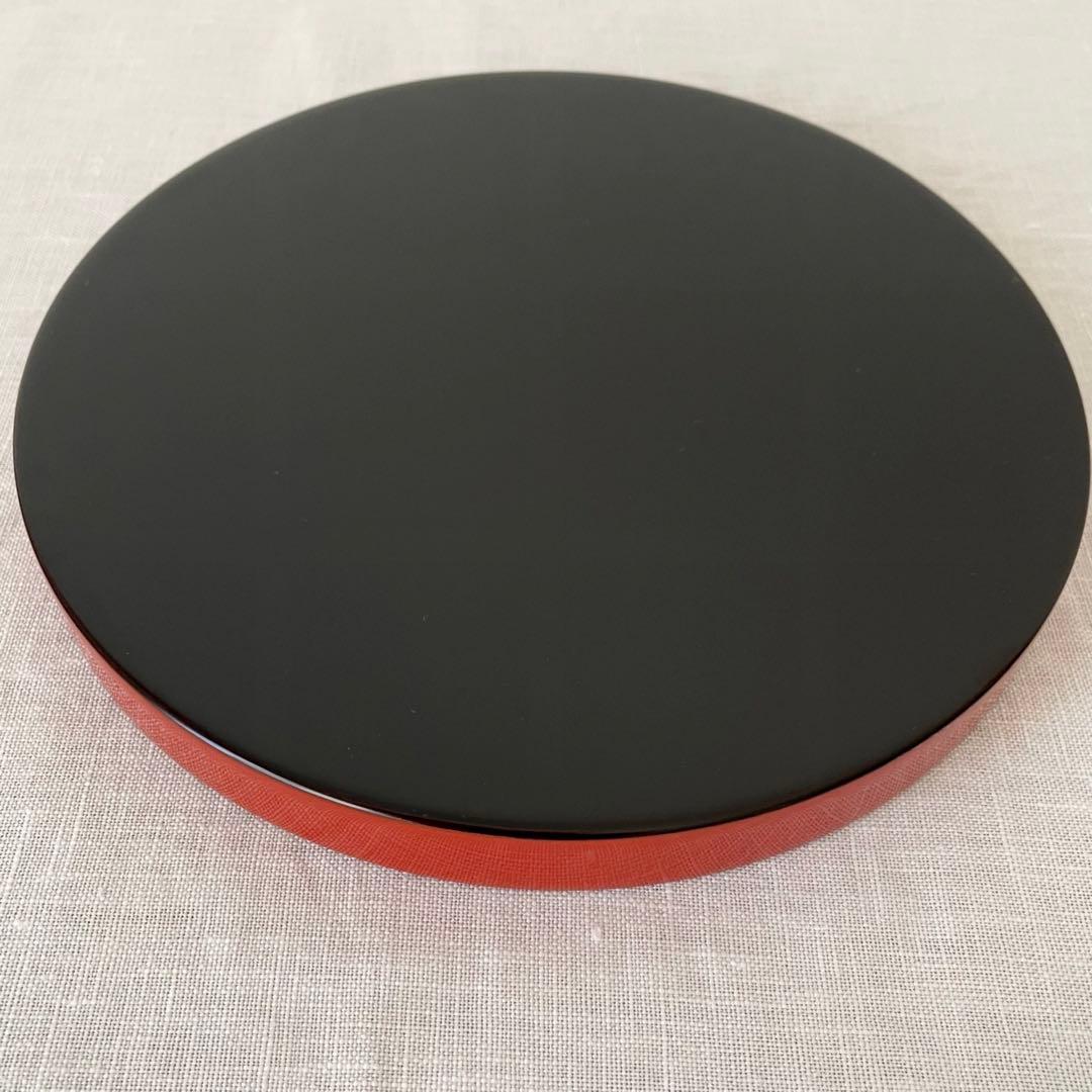 輪島塗 極上本堅地 丸盆 黒塗・朱塗 2枚セット 18cm お盆