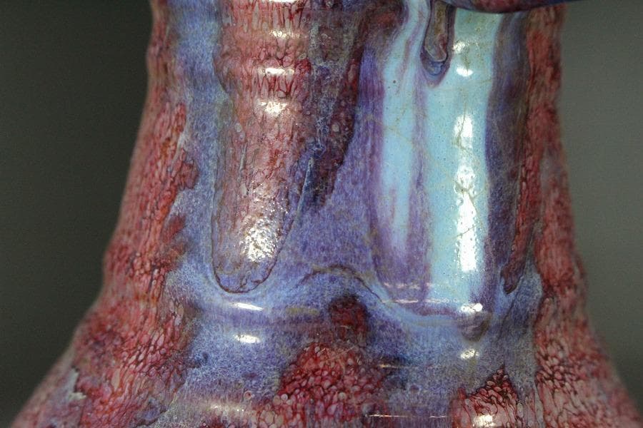 中国美術 紫斑釉 瓶 高26.5cm(LC127)