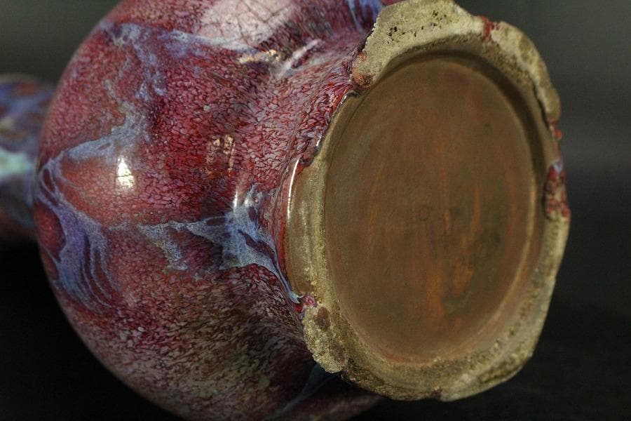 中国美術 紫斑釉 瓶 高26.5cm(LC127)