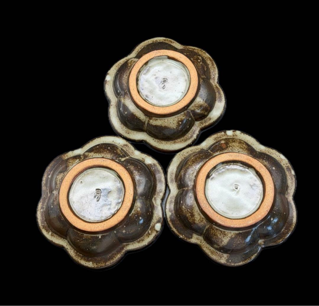 人間国宝 島岡達三 象嵌花型 皿 六枚組 共箱 益子焼 -412-