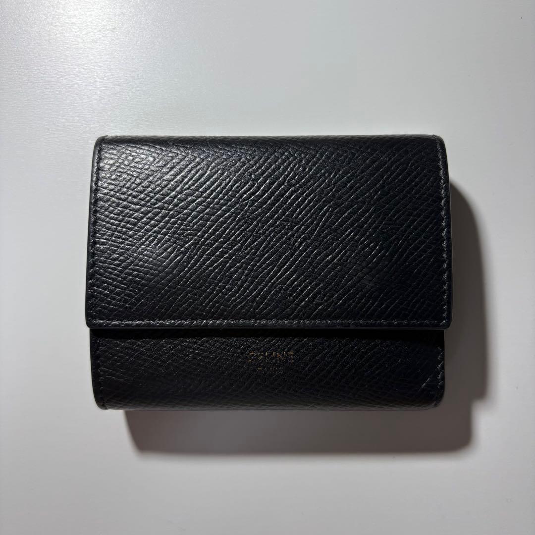 CELINE｜ブラックレザー 三つ折り財布