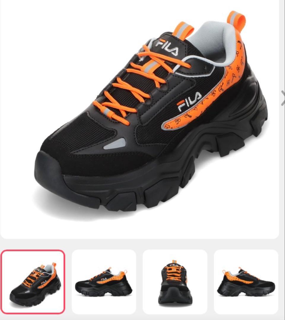 優里✖︎FILAコラボスニーカー 23.5㎝ ブラック✖︎オレンジ 安い