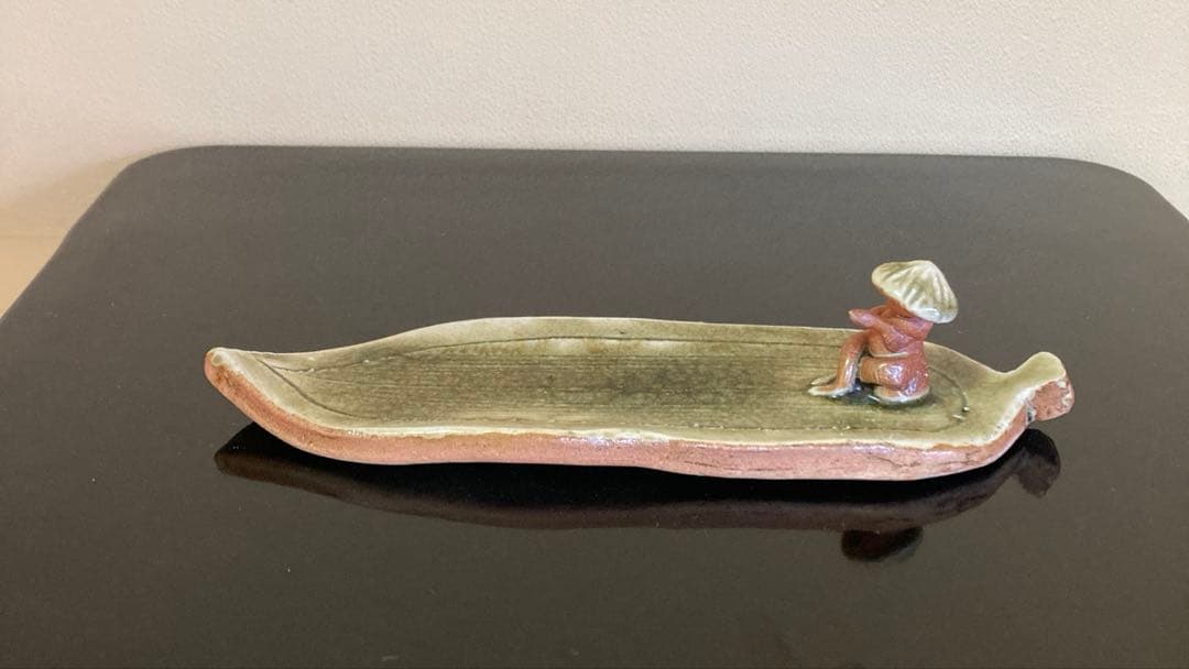 信楽焼 壺中窯 保庭楽入 茶道具 香立 太公望 笹舟香立 共箱・共布・栞付き