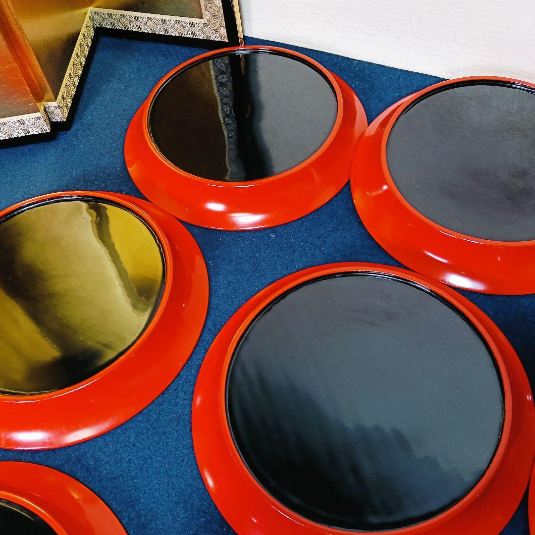 AN14 時代物 木製朱漆塗り 菓子皿 10客 懐石 会席 茶道具 AN14 時代物