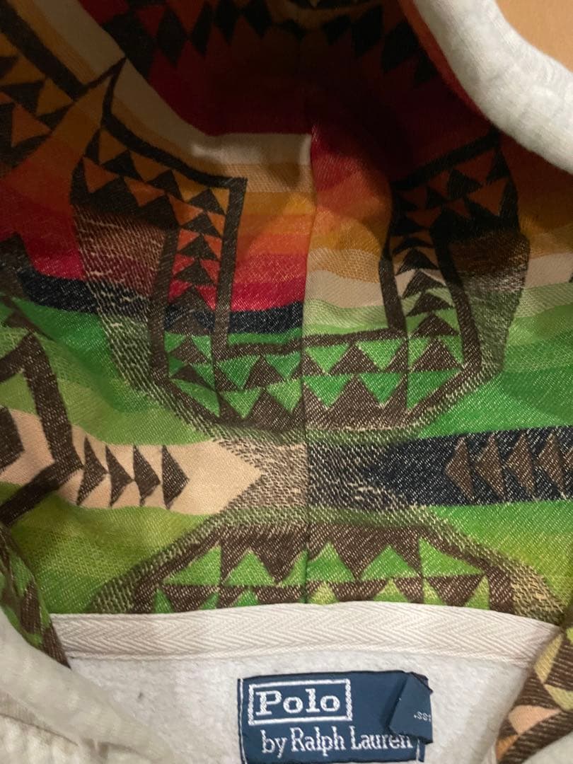 【希少・美品】ポロラルフローレン ジップパーカー フード裏ネイティブ柄 灰 S