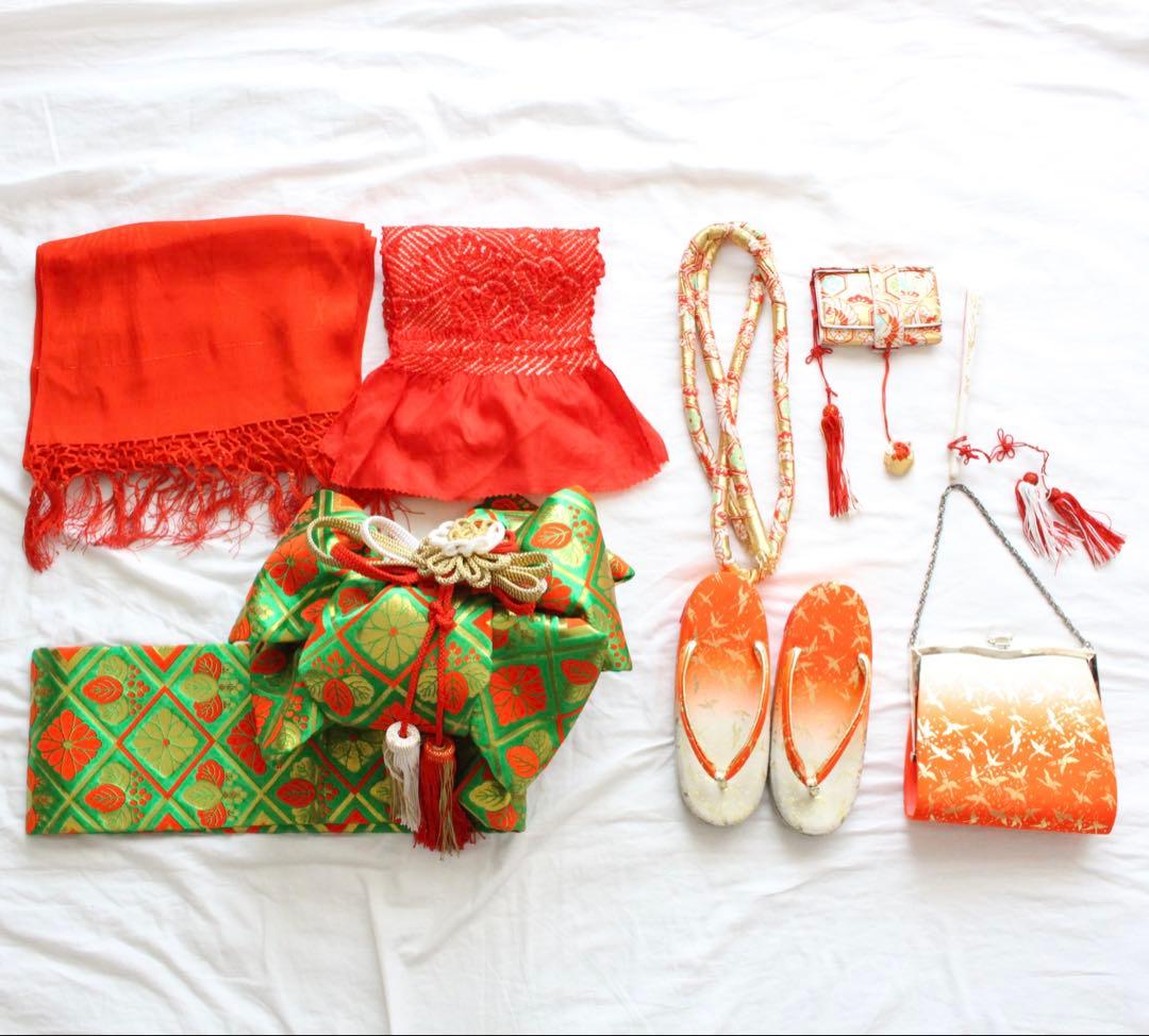 七五三 5歳〜7歳 女の子 子供 着物 つくり帯 セット