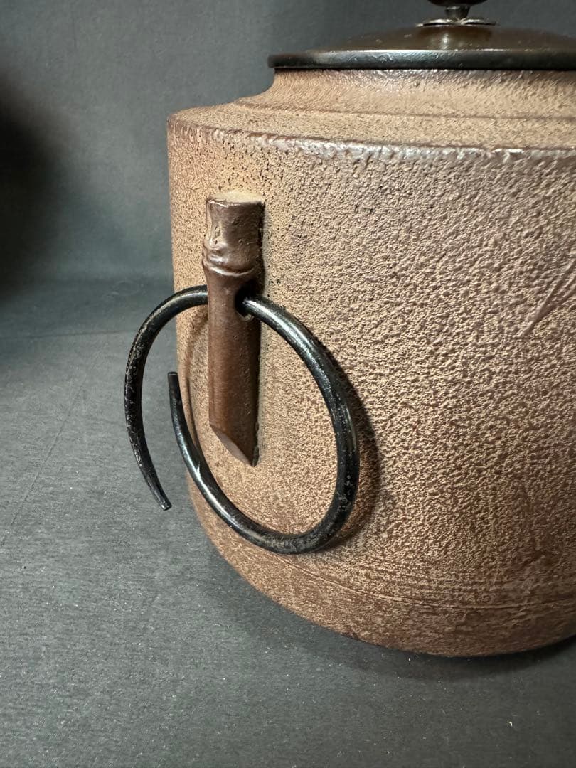 G63 送料無料 茶釜 竹地紋 肩衝釜 釜師 浄義 茶道具 茶道 木箱