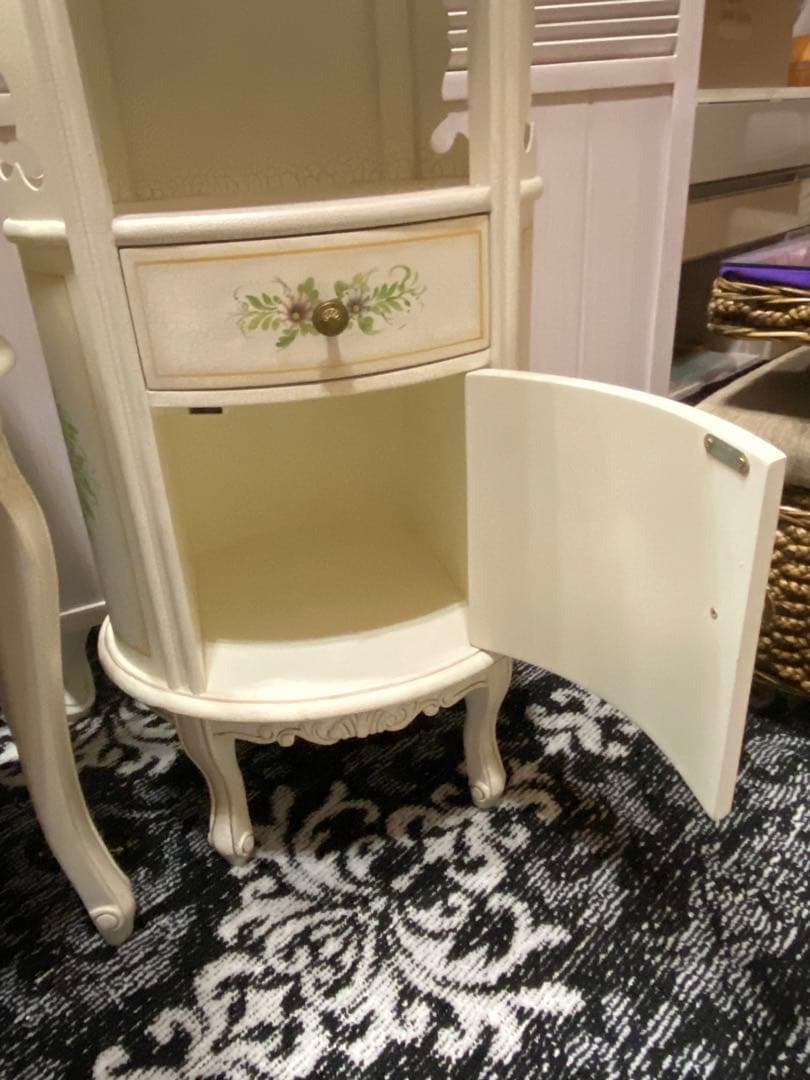 ホワイト シャビー☆高級ドレッサー&スツールセット☆希少ハンド