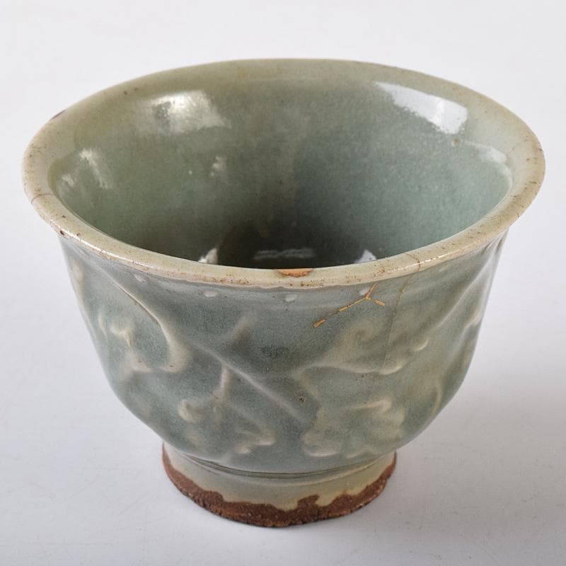 中国 青磁 花文 盃 時代箱付 M R8208