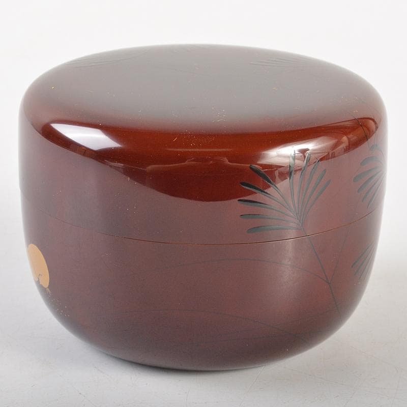 茶道具　山中塗　中村宗悦作　井伊宗観好　尾花に鶉蒔絵　平棗　共箱　V　R6409