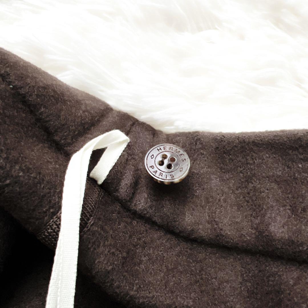 美品　HERMES エルメス　ダブルフェイス　カシミヤ スカート　ブラウン
