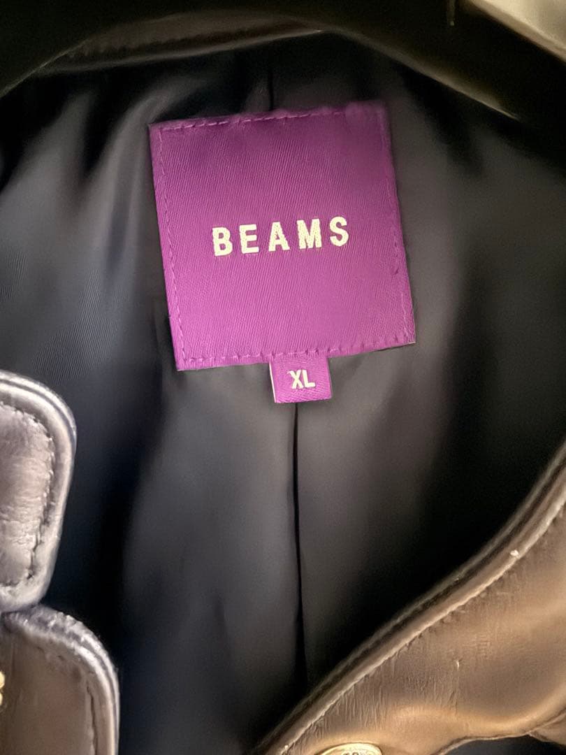 BEAMS シングルライダースジャケット XL ダークブルー Amazon