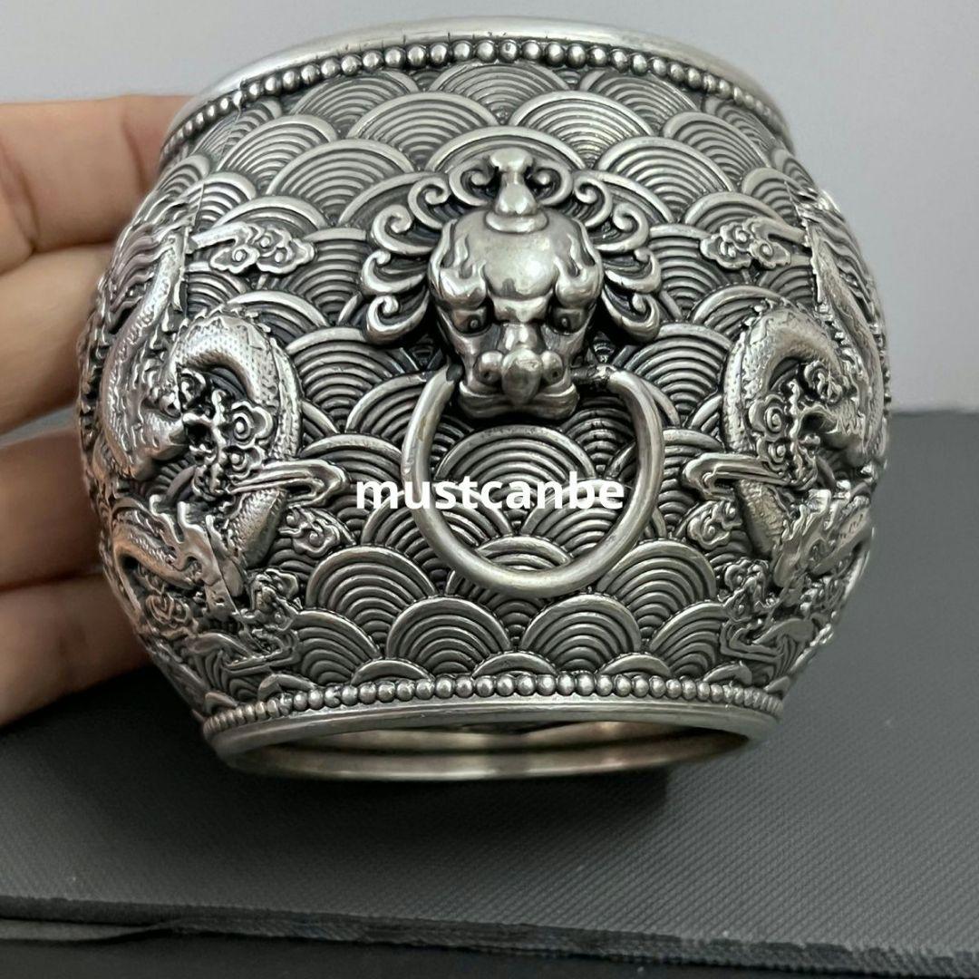 銅器 竜騰四海竜壺 香炉 筆洗 茶台 文机 事務室 開運風水 招財 工芸品 置物