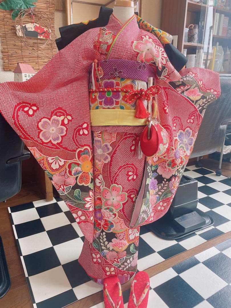 七五三7歳様総絞り柄豪華お着物フルセット