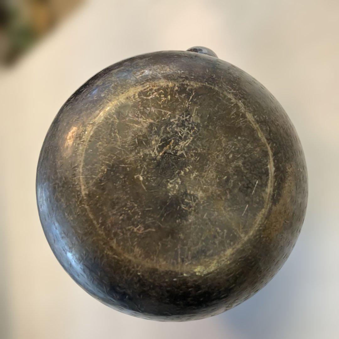 yo-83】煎茶道具 鉄瓶 銀瓶 竹製ハンドル 昭和レトロ 銀製 急須 燻し銀