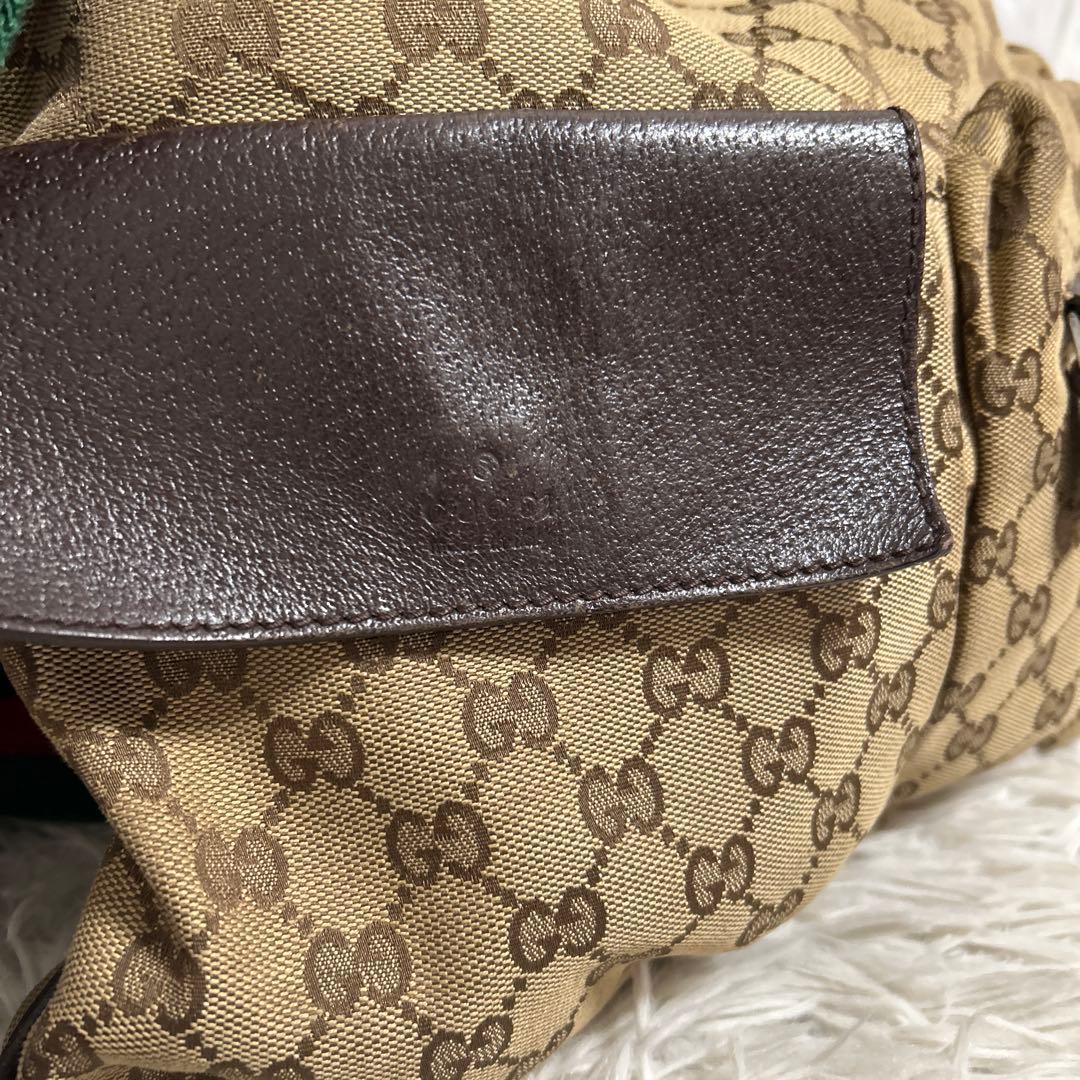 GUCCI GGキャンバス　シェリーライン ショルダーバッグ　ロゴ　レザー