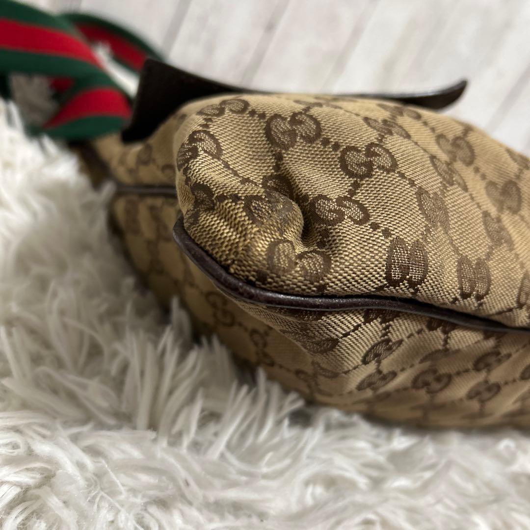 GUCCI GGキャンバス　シェリーライン ショルダーバッグ　ロゴ　レザー