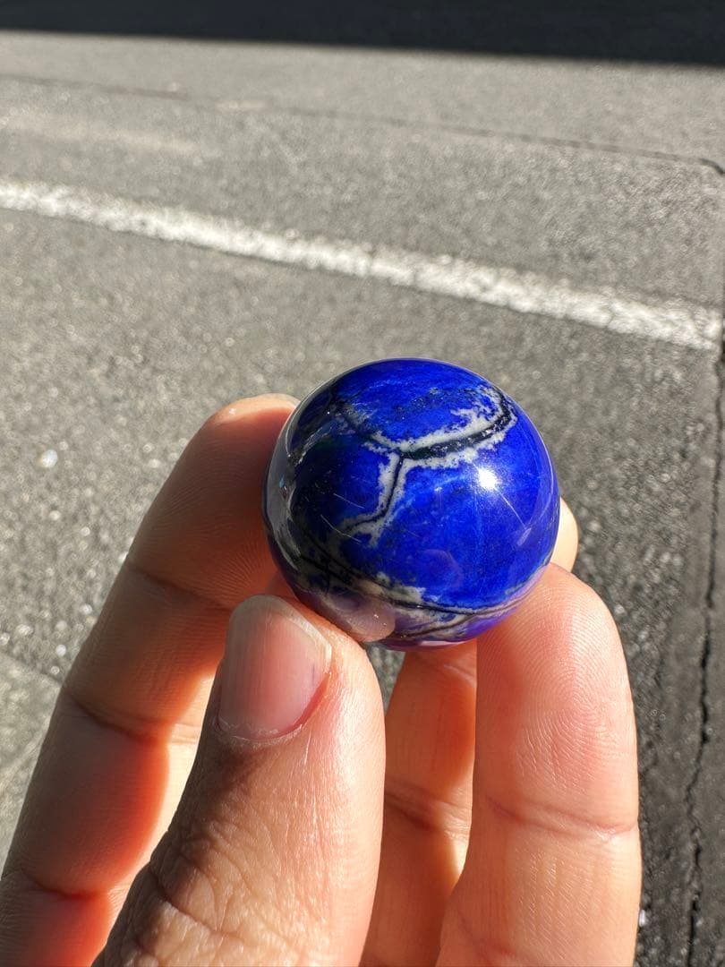 送料無料 ◇台座付き 天然ラピスラズリ スフィア 約3.1cm 天然石