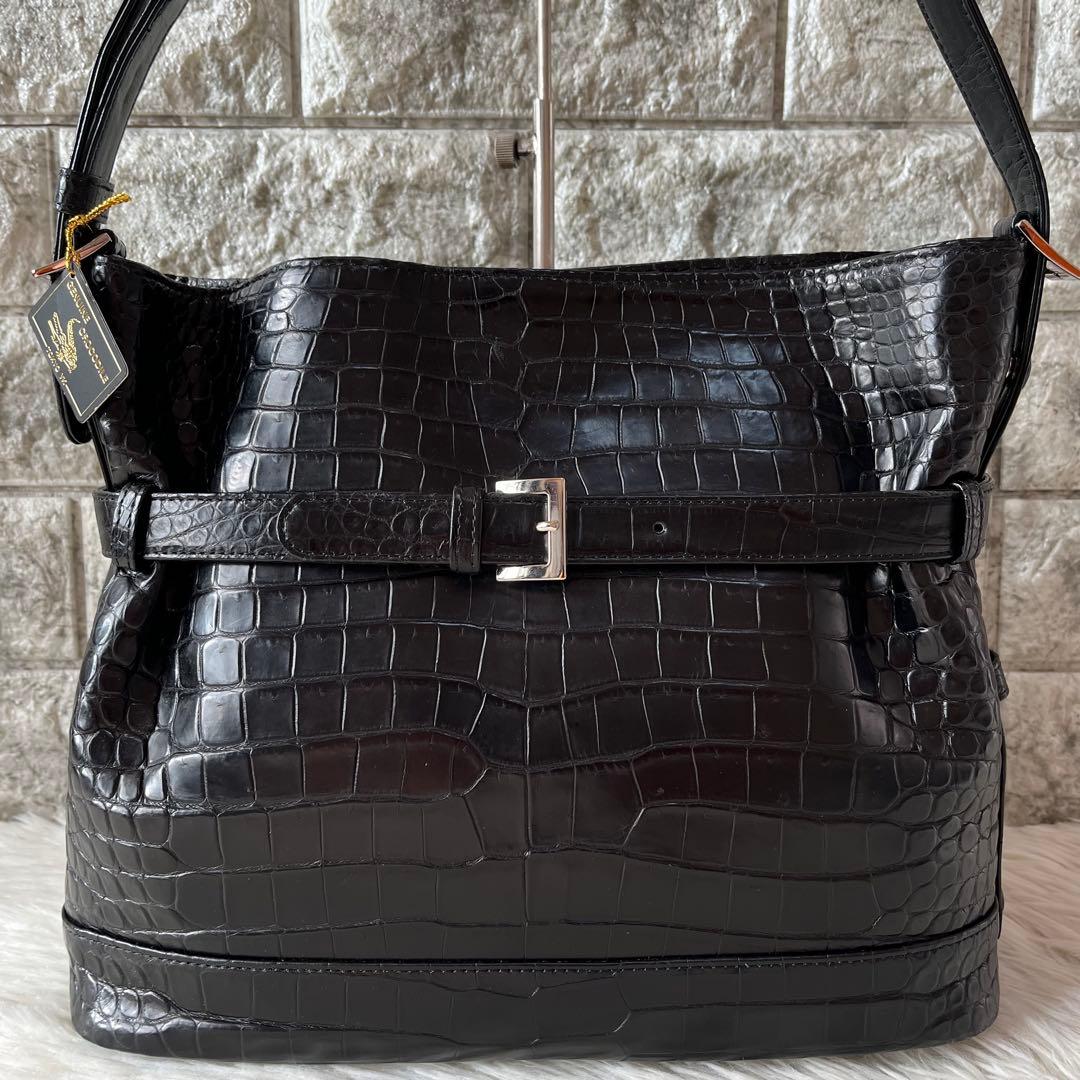 【新品未使用】TOKYO YK製　クロコダイル　ワンショルダーバッグ　JRA認定