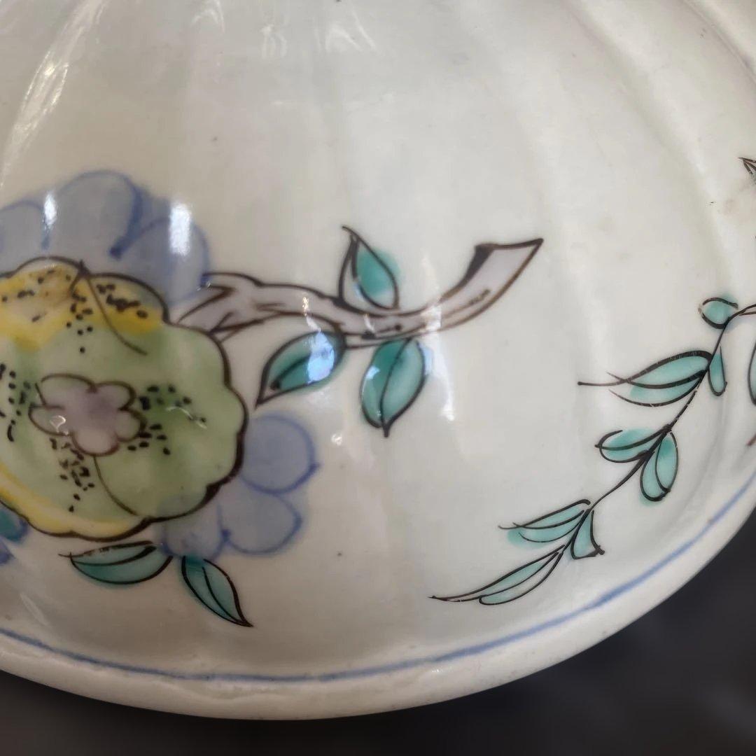 カケヒビなし古伊万里 杯洗 盃洗 色絵杯洗 陶芸 年代物