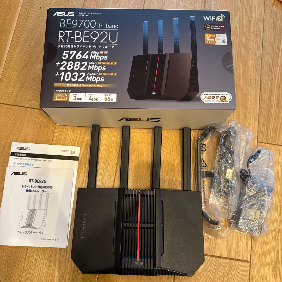 ASUS RT-BE92U 無線LANルーター Amazon.com: ASUS RT-BE92U BE9700 Tri-Band WiFi 7 Router, Supports