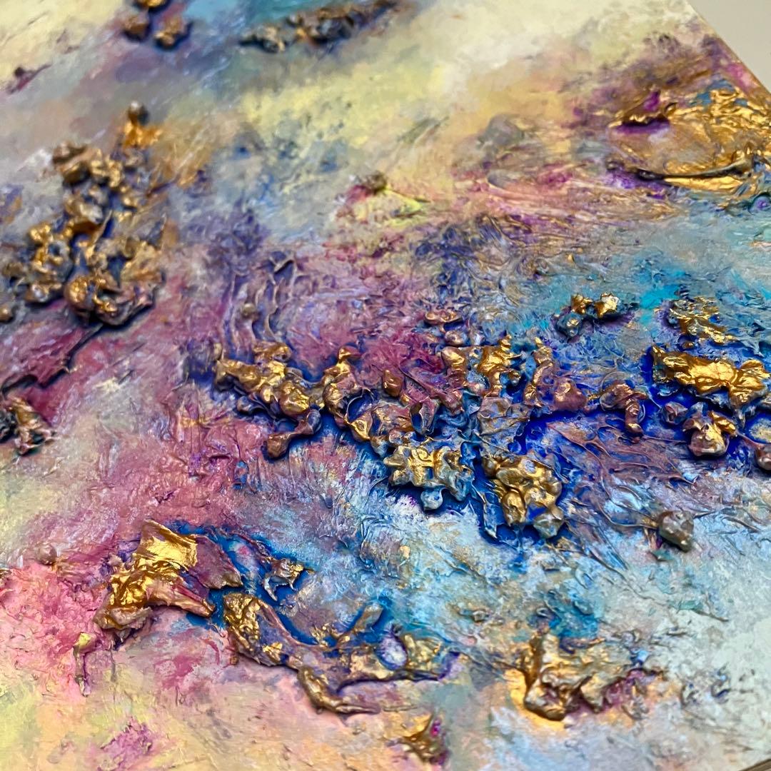 holiday＊木製パネル　絵画　原画　抽象画　テクスチャーアート　冬　モダン