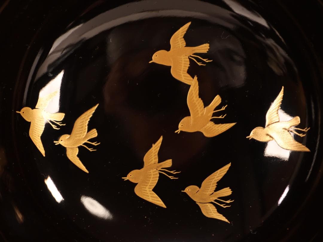 BK407a 時代輪島塗 宝船図金蒔絵 波千鳥 吸物椀 一客 木製 茶道具 菓子