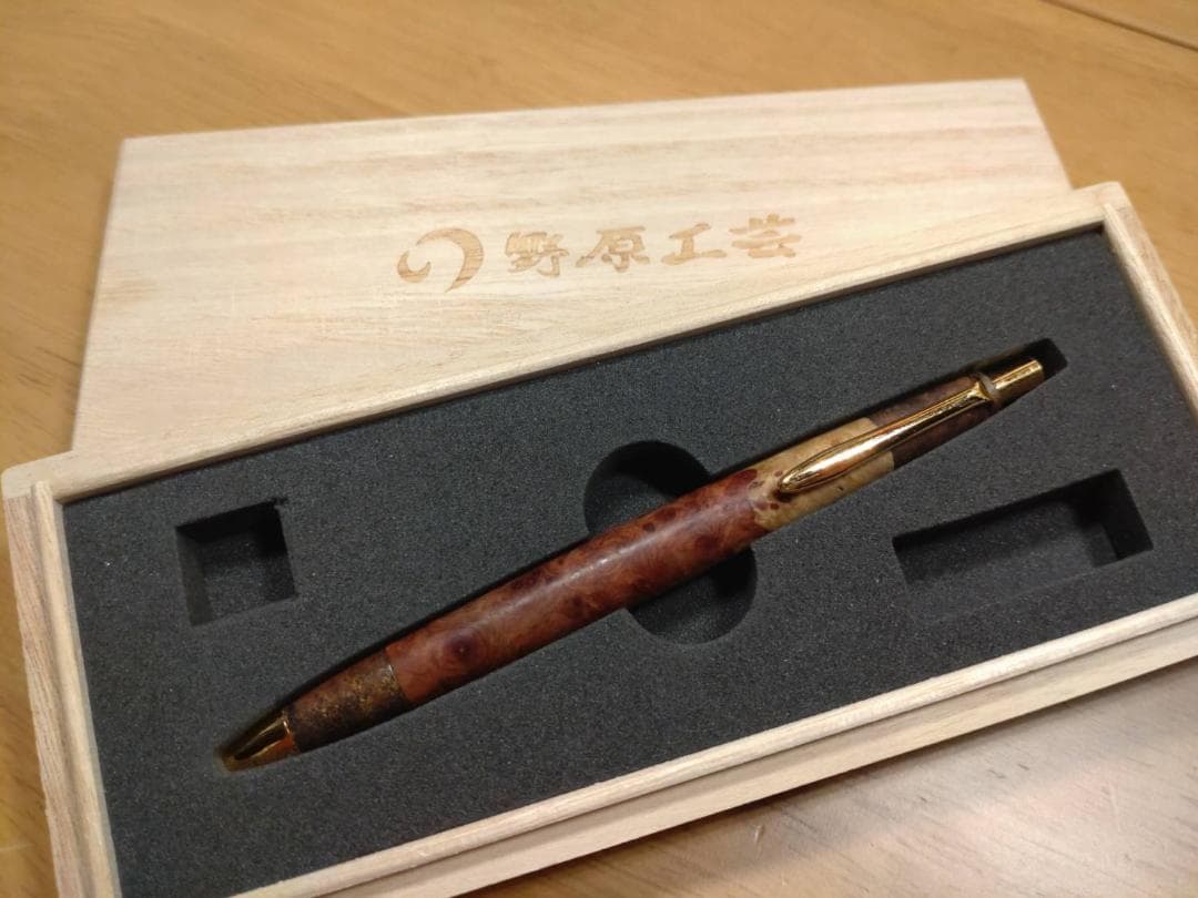 伊勢丹限定 野原工芸シャーペン 斑紋金具黒染色 ハカランダ ハカランダ