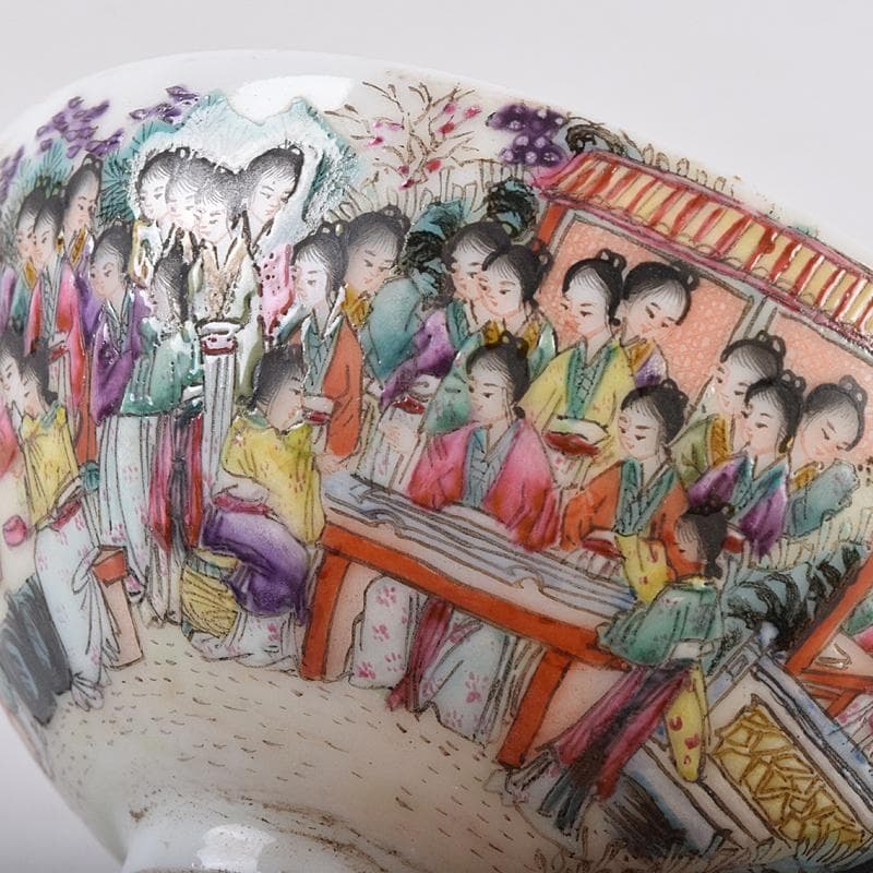 中国 大清光緒年製 粉彩 百美図 茶碗 一對 唐木台付 M R8899 - メルカリ