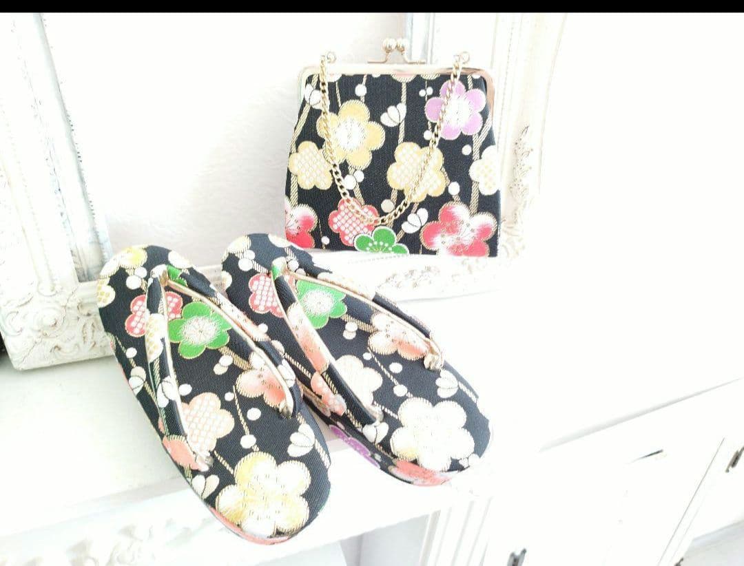 赤に鹿の子模様の着物に作り帯フルセット