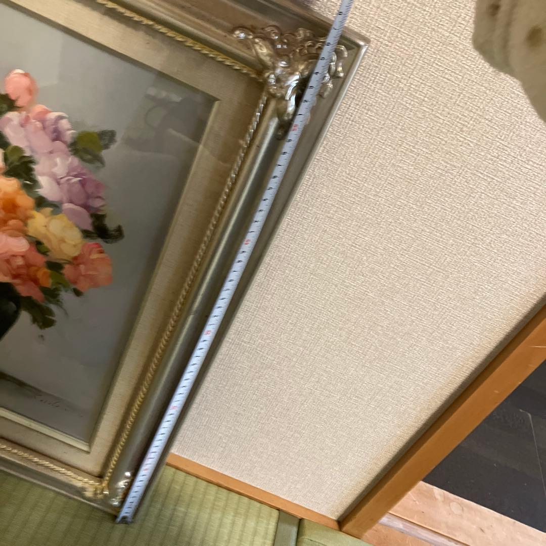 遠藤勝 バラ 油彩画 6号 額縁入り