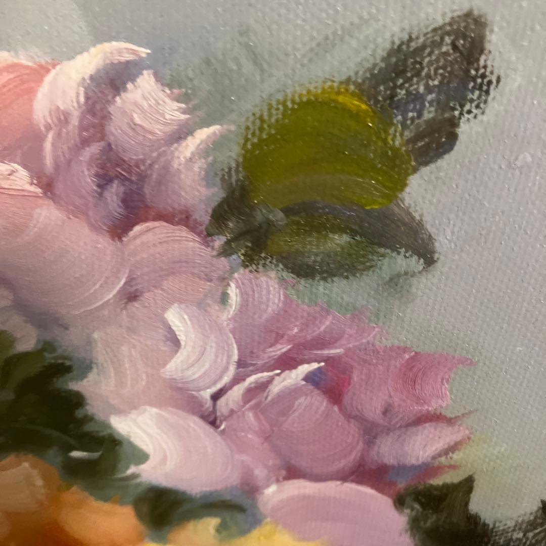 遠藤勝 バラ 油彩画 6号 額縁入り