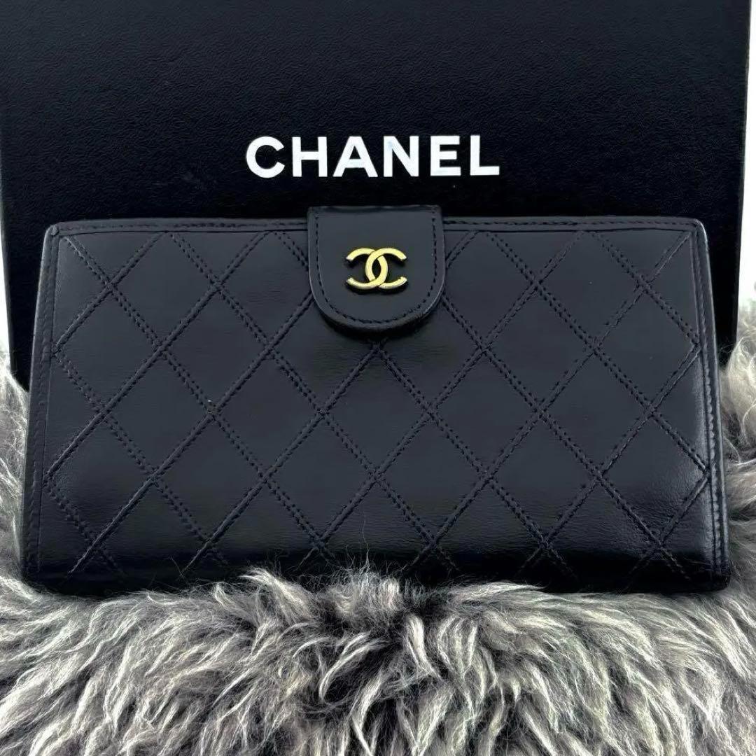 極美品✨】シャネル 長財布 ビコローレ がま口 黒 - メルカリ