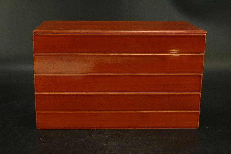 漆 溜塗 重硯 色絵 結び陶水滴(A915)