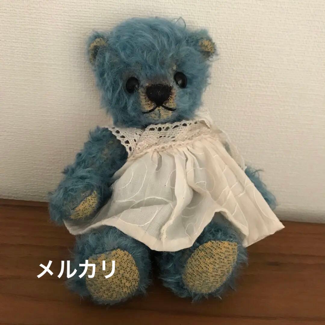 ブルーモヘア テディベア19㎝ ／作家様 ブルーモヘア テディベア19㎝ ／作家様 ブルーモヘア テディベア19
