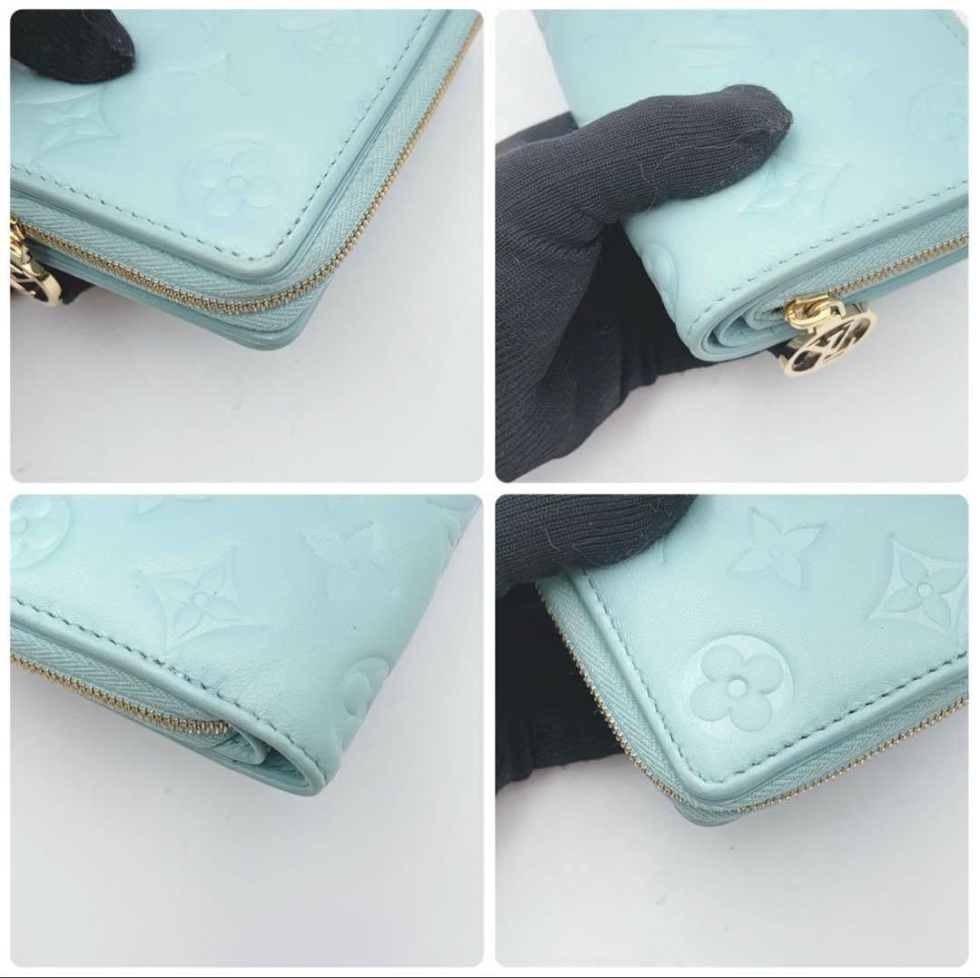 【極美品　限定色】ルイヴィトン ポルトフォイユ ルー 折り財布 エンボス 水色