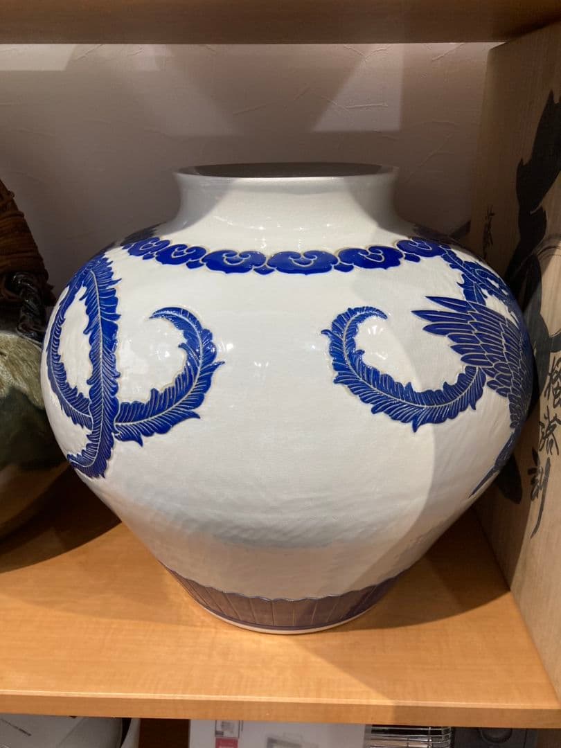 鑑月焼 藤本享秀作 壺 鳳凰 元箱あり