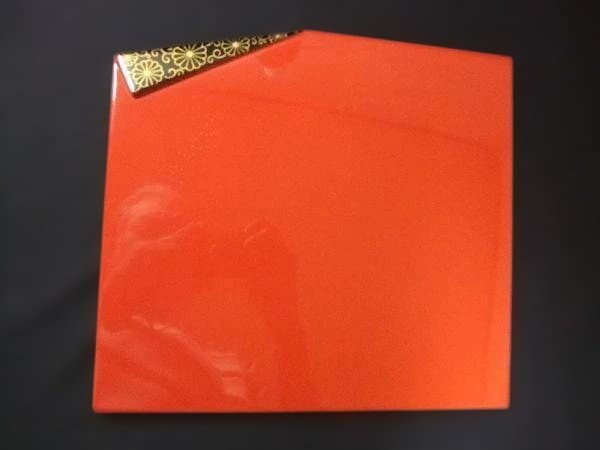 平安象彦 小吸物膳 蒔絵 折敷 五客 赤い漆器の膳 5枚セット