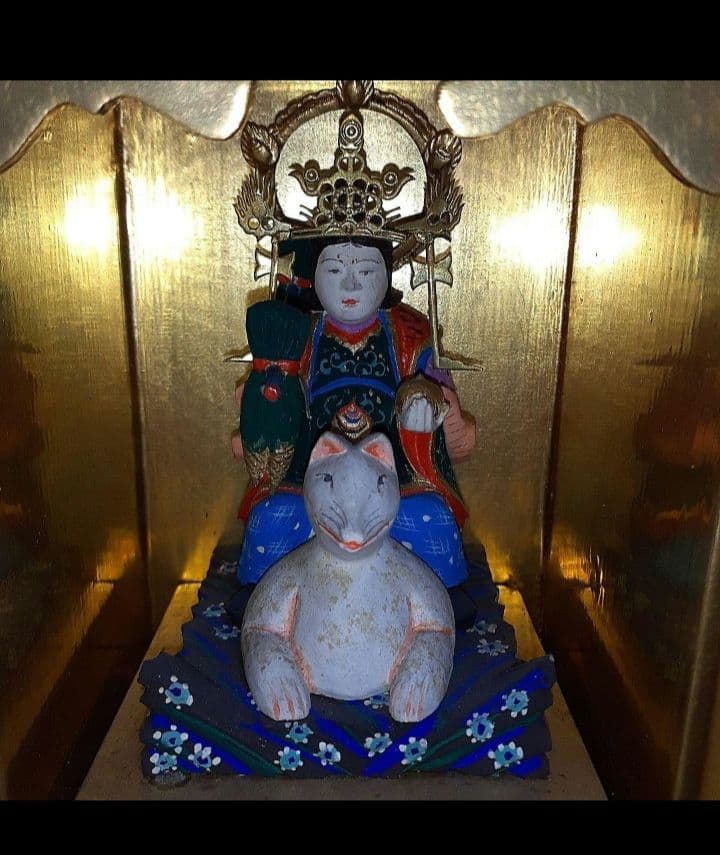 彩色 荼枳尼天 仏像 神像 厨子