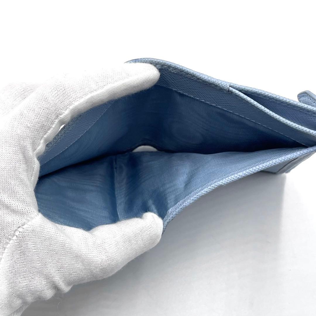 極美品/現行モデル○ プラダ 折り財布 二つ折り 三角ロゴ サフィアーノ