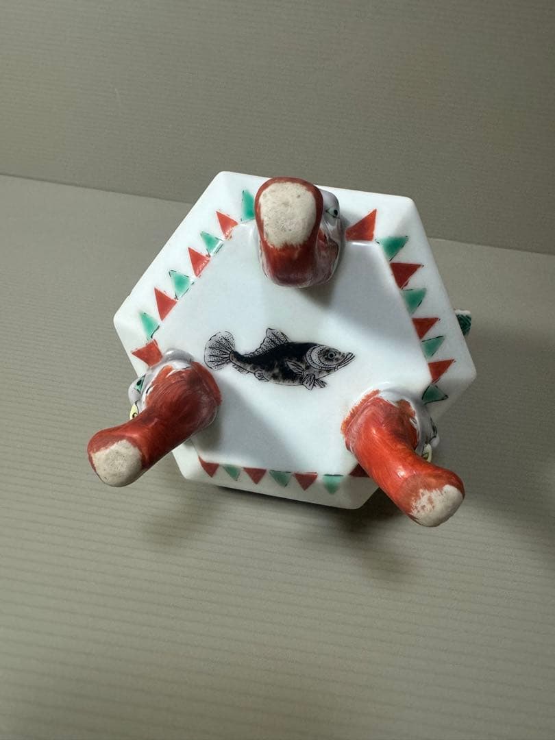 2091 希少 魚文 香炉 時代物