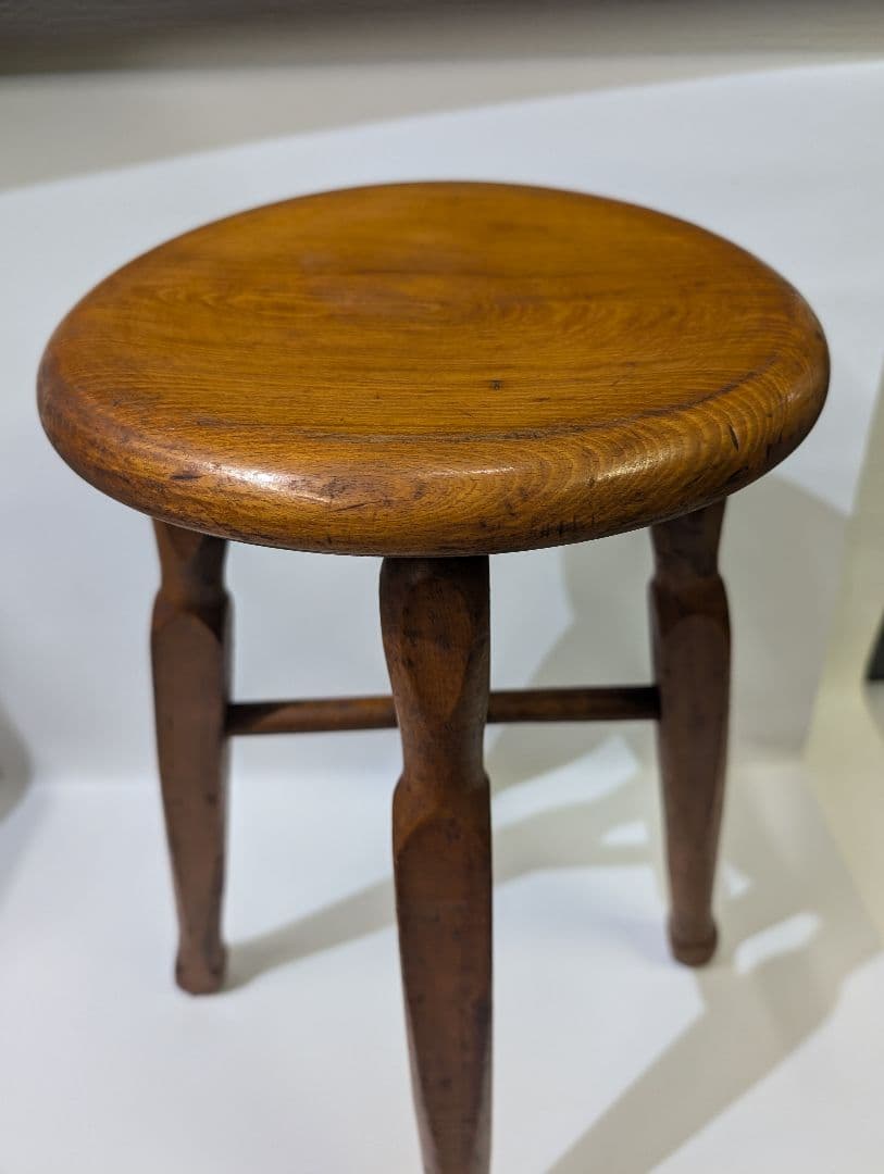アンティーク】木製 スツール 丸椅子 花台 昭和レトロ 古民具 古家具