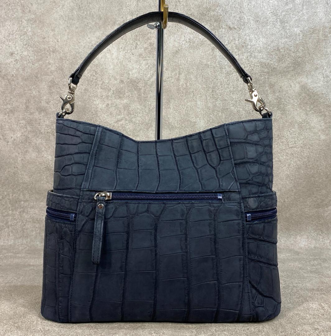 【極美品】 クロコダイル ワニ革 ヌバック 日本製 JRA認定 ショルダーバッグ