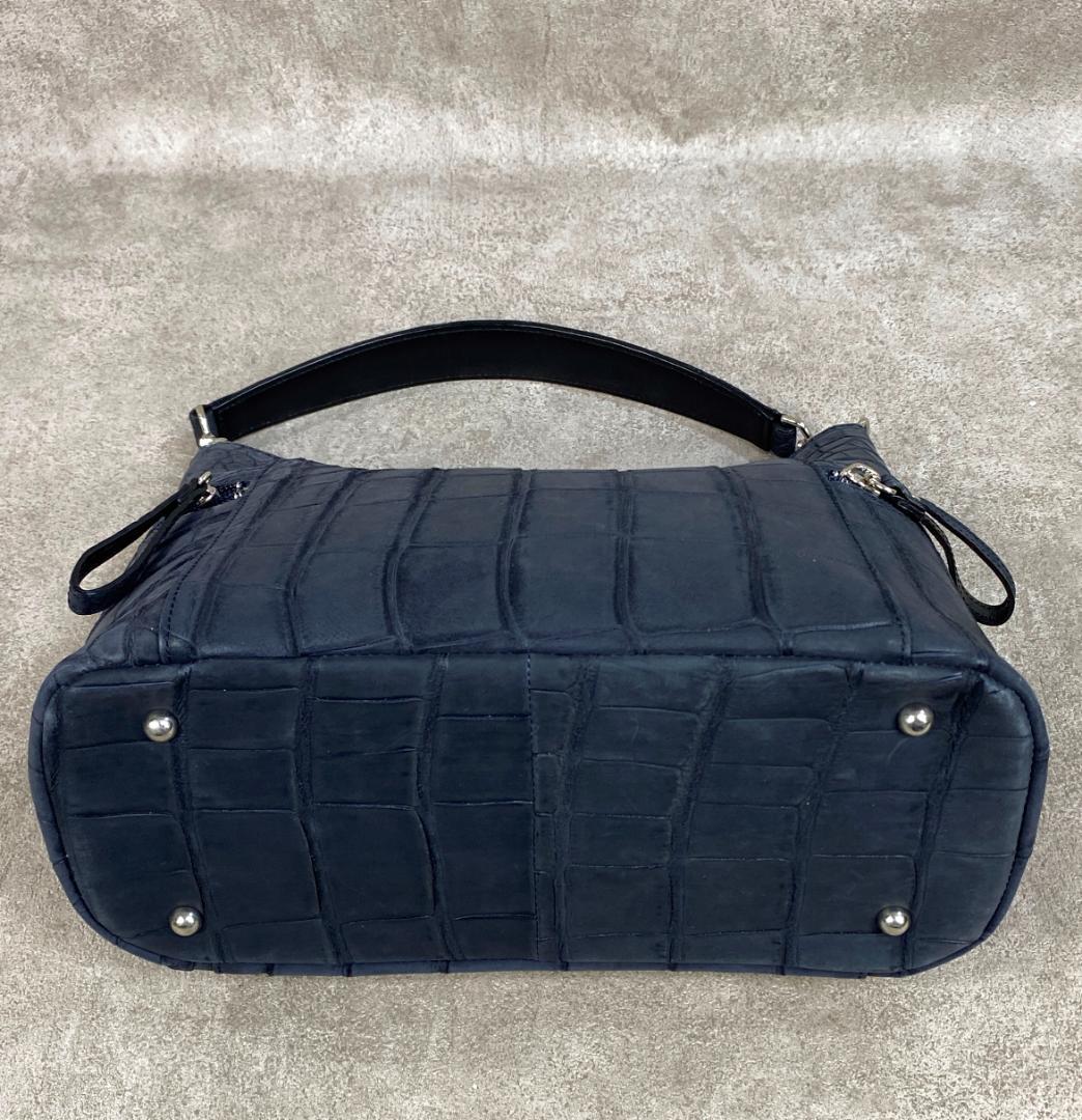 【極美品】 クロコダイル ワニ革 ヌバック 日本製 JRA認定 ショルダーバッグ