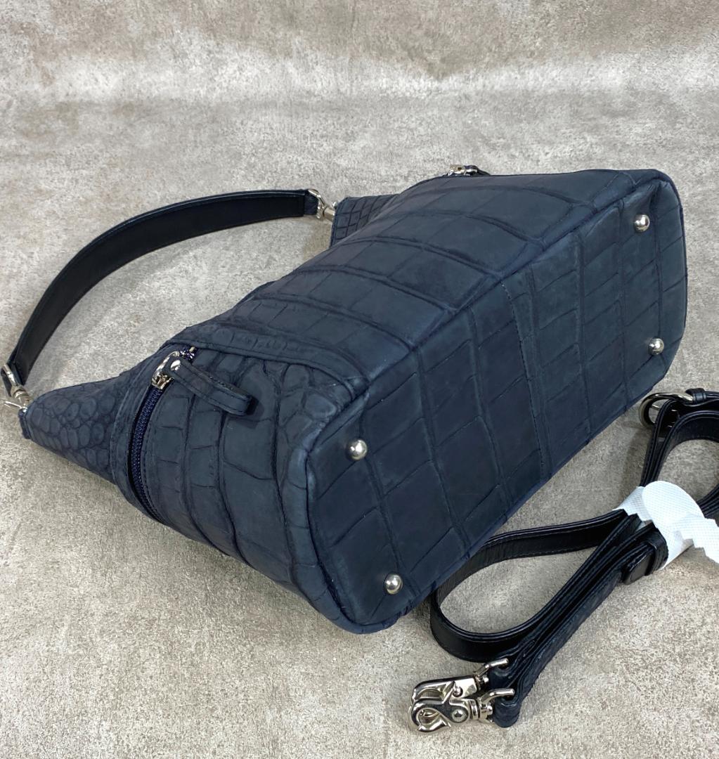 【極美品】 クロコダイル ワニ革 ヌバック 日本製 JRA認定 ショルダーバッグ